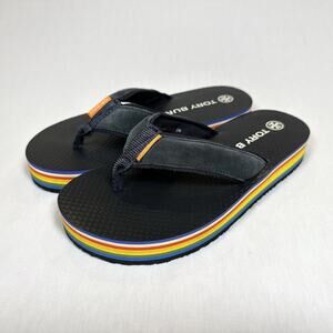 Tory Burch '70S Style Platform Flip Flops Sandals Navy Blue Women’s Size 6M